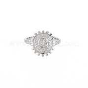304 anillo redondo plano de acero inoxidable con letra inicial abierta para hombres y mujeres RJEW-S405-246P-G