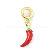 Латунные красные эмалевые растительные европейские подвески KK-Z090-06G-01