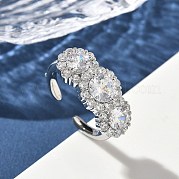 Латунные микро проложить манжеты кольца кубического циркония RJEW-H256-02P-02