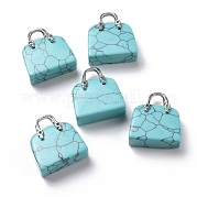 Синтетические бирюзовые латунные подвески KK-E274-01P-07