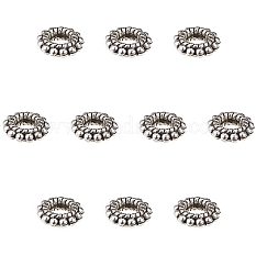 Pandahall 200 pièces grand trou perles d'espacement en alliage tibétain antique argent beignet rondelle bijoux entretoises pour bracelet fabrication de bijoux TIBEB-PH0004-55