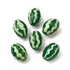 Perline murano fatto a mano, anguria, verde, 20~21x14~15mm, Foro: 2 mm