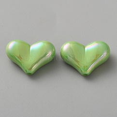 Galvanoplastie perles acryliques opaques, cœur, lime, 15.5x22x8.5mm, Trou: 1.6mm