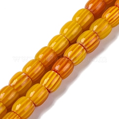 Handgefertigte Chevron-Perlenstränge aus Glasperlen, Fass, orange, 6x6 mm, Bohrung: 1 mm, ca. 63 Stk. / Strang, 15.16'' (38.5 cm)