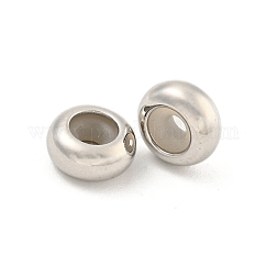 Messing Perlen, Silikon, Rondell, Platin Farbe, 8x4 mm, Bohrung: 2 mm