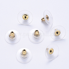 Ohrringverschlüsse aus Edelstahl 304 mit Kugelverschluss, mit Silikonkissen, Ohrringmuttern, golden, 11.5x7 mm, Bohrung: 0.5~0.9 mm