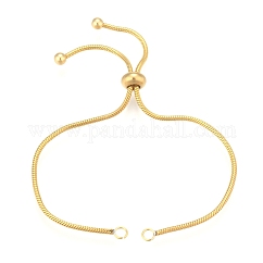 Fabricación de pulseras de acero inoxidable 304 ajustables con revestimiento iónico (IP), Pulseras deslizantes, real 18k chapado en oro, 9 pulgada (23 cm), 1.5mm, agujero: 2.5~3 mm
