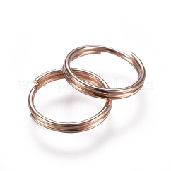 Anelli divisi in acciaio inossidabile 304, anelli di salto a doppio anello, oro roso, 8x1mm, diametro interno: 7mm, singolo filo: 0.5mm