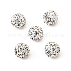 Perles de boule pavé disco , Perles de strass en argile polymère, Grade a, ronde, cristal, pp12 (1.8~1.9mm), 8mm, Trou: 1mm