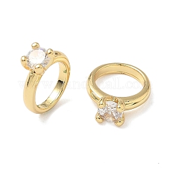Latón pavimenta encantos de circonio cúbico, anillo, sin plomo y el cadmio, Plateado de larga duración, real 18k chapado en oro, 13x10.5x4mm, agujero: 8 mm