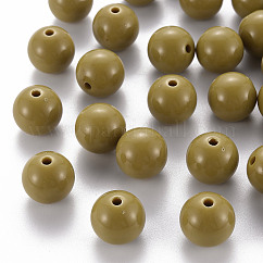 Abalorios acrílicos opacos, redondo, vara de oro oscuro, 16x15mm, agujero: 2.8 mm, aproximamente 220 unidades / 500 g