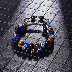 Geflochtenes Perlenarmband aus natürlichem Obsidian&nbsp;BJEW-SW00001-20
