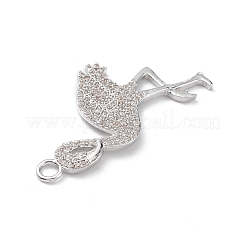 Placage en rack laiton micro pavé clair zircone cubique pendentifs oiseaux&nbsp;KK-L155-67P