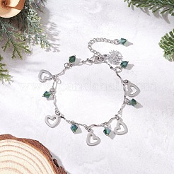 3 pulsera con dijes de rhinestone de aleación y acero inoxidable 304 en 3 colores&nbsp;BJEW-JB12447