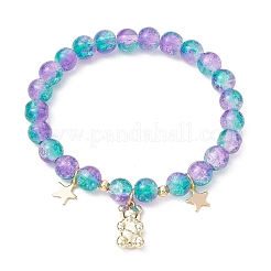 5 Stück Stretch-Armbänder aus Crackle-Glasperlen.&nbsp;BJEW-JB11488