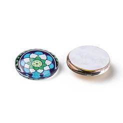 Piatta e rotonda cabochon in vetro stampato&nbsp;GGLA-N004-12mm-G-WH