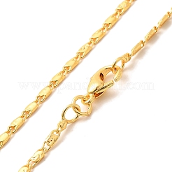 Collares de cadena de eslabones ovalados de latón con revestimiento de rejilla de 1.5 mm para mujeres y hombres&nbsp;MAK-L044-25G