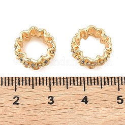 Messing-Mikropavé-Perlen mit klaren Zirkonia-Blumen und großem Loch&nbsp;KK-A286-07G