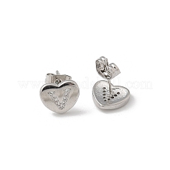 Orecchini a bottone con micro pavé di zirconi chiari in ottone placcato cremagliera&nbsp;EJEW-K299-01P-V