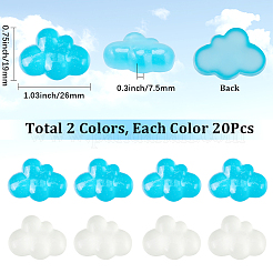 40 Stück 2 Farben leuchtende transparente Harz-Cabochons&nbsp;RESI-SC0006-59