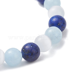Pulseras elásticas con cuentas de cuarzo natural teñido y jaspe sésamo para mujeres y hombres.&nbsp;BJEW-JB13403