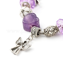 Cuore angelo fiori di trifoglio braccialetto europeo per ragazze adolescenti&nbsp;BJEW-JB06849-05
