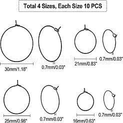 40 pièce de 4 boucles d'oreilles créoles en acier inoxydable chirurgical 316L&nbsp;STAS-UN0027-93