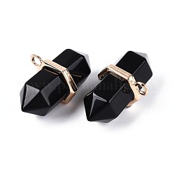 Natürliche Obsidian-Anhänger mit zwei Endstücken&nbsp;G-N345-09J