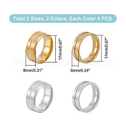 16 pièce 4 styles 201 bague rainurée en acier inoxydable pour femme&nbsp;RJEW-UN0002-48