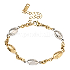 Pulseras de eslabones de acero inoxidable 304 bicolor con ojo de caballo para mujer&nbsp;BJEW-A169-13GP