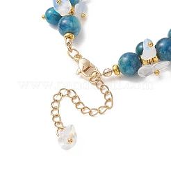 Braccialetti da donna con perline rotonde e schegge di pietre preziose naturali e sintetiche miste in ottone&nbsp;BJEW-JB13151-02