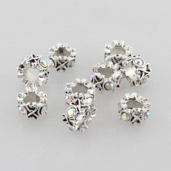 Antikem Silber-Zink-Legierung Ring Strass Perlen mit großem Loch&nbsp;ALRI-L009-M