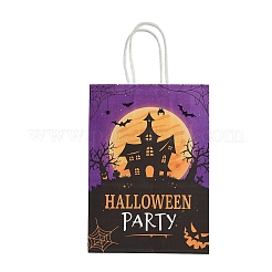 Sacs fourre-tout en papier imprimés maison hantée/château d'Halloween&nbsp;ABAG-P015-05B