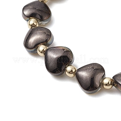 Pulseras elásticas con cuentas de corazón de vidrio galvanizado para mujer&nbsp;BJEW-JB11269