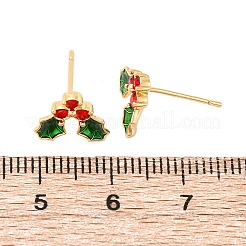 Zirkonia-Kirsch-Ohrstecker mit Emaille&nbsp;X-EJEW-P199-14G