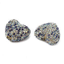 Cuentas de corazón acrílicas brillantes con adornos de rhinestone&nbsp;LS-OACR-NH0001-02B-04