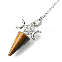 Natürliche Tigerauge Kegel Wünschelrute Pendel große Anhänger&nbsp;G-C114-01P-16