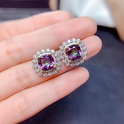 Quadratische Legierung Strass Anhänger Halskette & Ohrstecker & Fingerring Sets&nbsp;WG30FCB-02