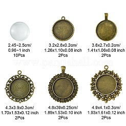 DIY-Set zur Herstellung von Anhängern aus runden Rohlingen aus Glas und Legierung im tibetischen Stil&nbsp;DIY-FS0006-10