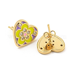 Aretes de latón chapado en oro real de 18k con forma de corazón&nbsp;EJEW-L269-068G
