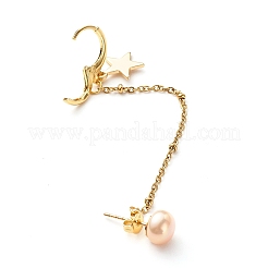 Chaînes de clous d'oreilles sur chenilles en laiton perlé naturel&nbsp;EJEW-JE04566-03