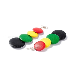 Flache runde perlenohrringe aus holz im retro-stil&nbsp;EJEW-G320-01A