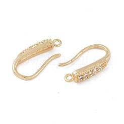 Crochets d'oreilles en laiton avec micro pave zircone cubique transparente&nbsp;KK-U008-06G