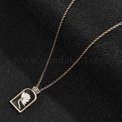 Colliers avec pendentif en forme d'arche avec fleur en laiton émaillé&nbsp;LS-NJEW-H051-06G