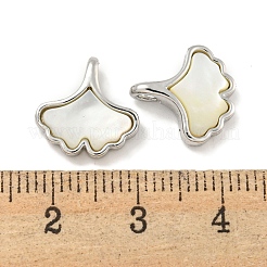 Breloques en coquillage naturel et feuille de gingko en laiton&nbsp;KK-P275-06P