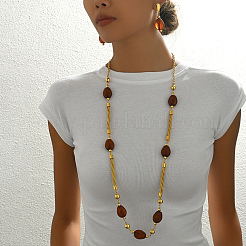 Eleganti orecchini a bottone in resina e lega casual vintage e set di collane per donna&nbsp;BU8446-1