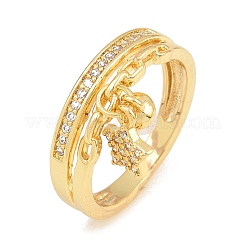 Anillos de dedo de circonita cúbica con micro pavé de latón para mujer&nbsp;CU-CBA0A21-03G