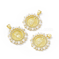 Placage en rack laiton écologique micro pave pendentifs en zircone cubique transparente&nbsp;KK-B065-14G