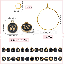 DIY Initialen Buchstaben A~Z Alphabet Messing Emaille Weinglas Charm Ringe Bausätze&nbsp;DIY-SC0024-59A
