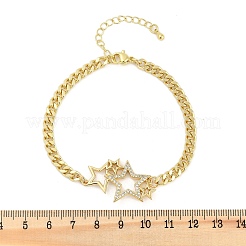 Braccialetti in ottone con micro pavé di zirconi trasparenti&nbsp;BJEW-M050-01G-03